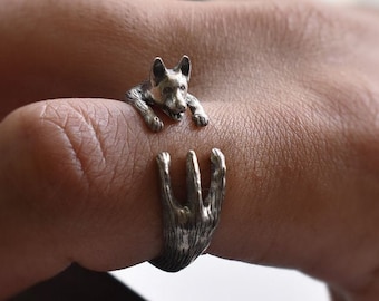 Silver German Shepherd Ring, German Shepherd Ring,  Dog Ring, German Shepherd Jewelry, Animal Ring, Animal lover gift, Adjustable Dog Ring,