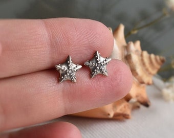 Silver Starfish Earrings, Starfish Earrings, Starfish Studs, Summer Earrings, Sea Lover Gift, Sea Lover Earrings, Starfish Jewelry