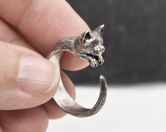 Cat ring, Cat jewelry, silver cat ring, Cat head ring, Cat lover ring, Cat Lover Jewelry, Kitty Jewelry, Pet Ring, Animal Ring, Cat Head