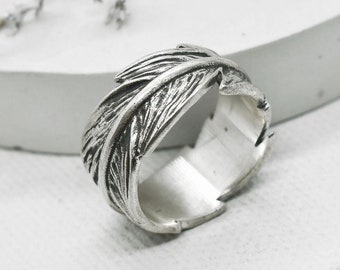 Feather Silver Ring, Feather Ring, Silver Feather Ring, Feather Jewelry, Bohemian Ring, Boho Feather Ring