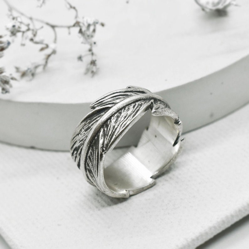 Feather Silver Ring, Feather Ring, Silver Feather Ring, Feather Jewelry, Bohemian Ring, Boho Feather Ring image 1