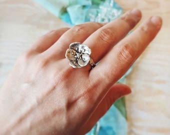 Mix & Match Flower Extravaganza Silver Ring, Poppy Ring, Silver, Poppy Ring, Flower Ring, Botanical Ring, Bud Ring, Flower Lover Gift