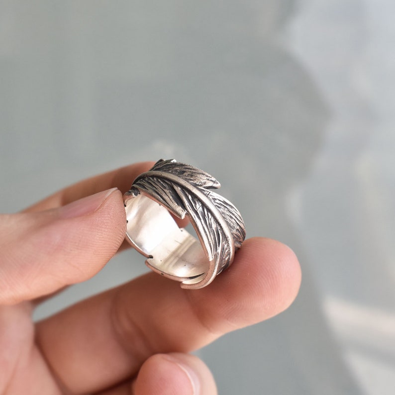 Feather Silver Ring, Feather Ring, Silver Feather Ring, Feather Jewelry, Bohemian Ring, Boho Feather Ring image 4