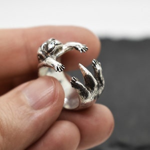 Otter Ring, Silver Otter Ring,  Otter, Ring, Otter Jewelry, Animal Ring, Animal lover gift, Adjustable Otter Ring,