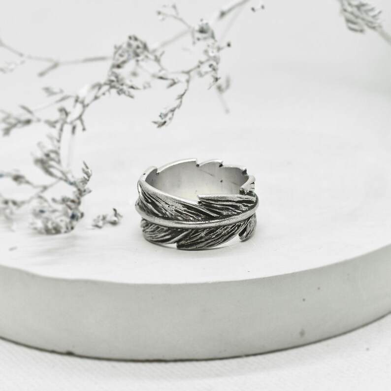 Feather Silver Ring, Feather Ring, Silver Feather Ring, Feather Jewelry, Bohemian Ring, Boho Feather Ring image 3