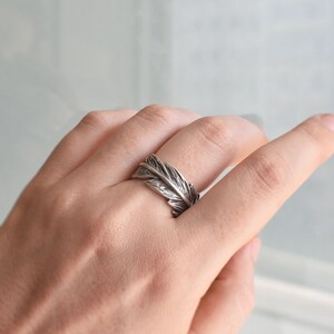 Feather Silver Ring, Feather Ring, Silver Feather Ring, Feather Jewelry, Bohemian Ring, Boho Feather Ring image 6