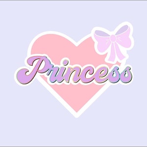 Pastel Princess | Bow | Heart rainbow | Laptop Sticker | Journal Sticker