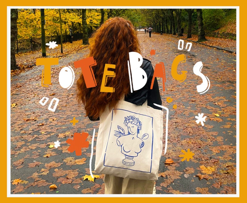 Double Sided Japanese Crane Birds and Greek mythology goddess high quality tote bag