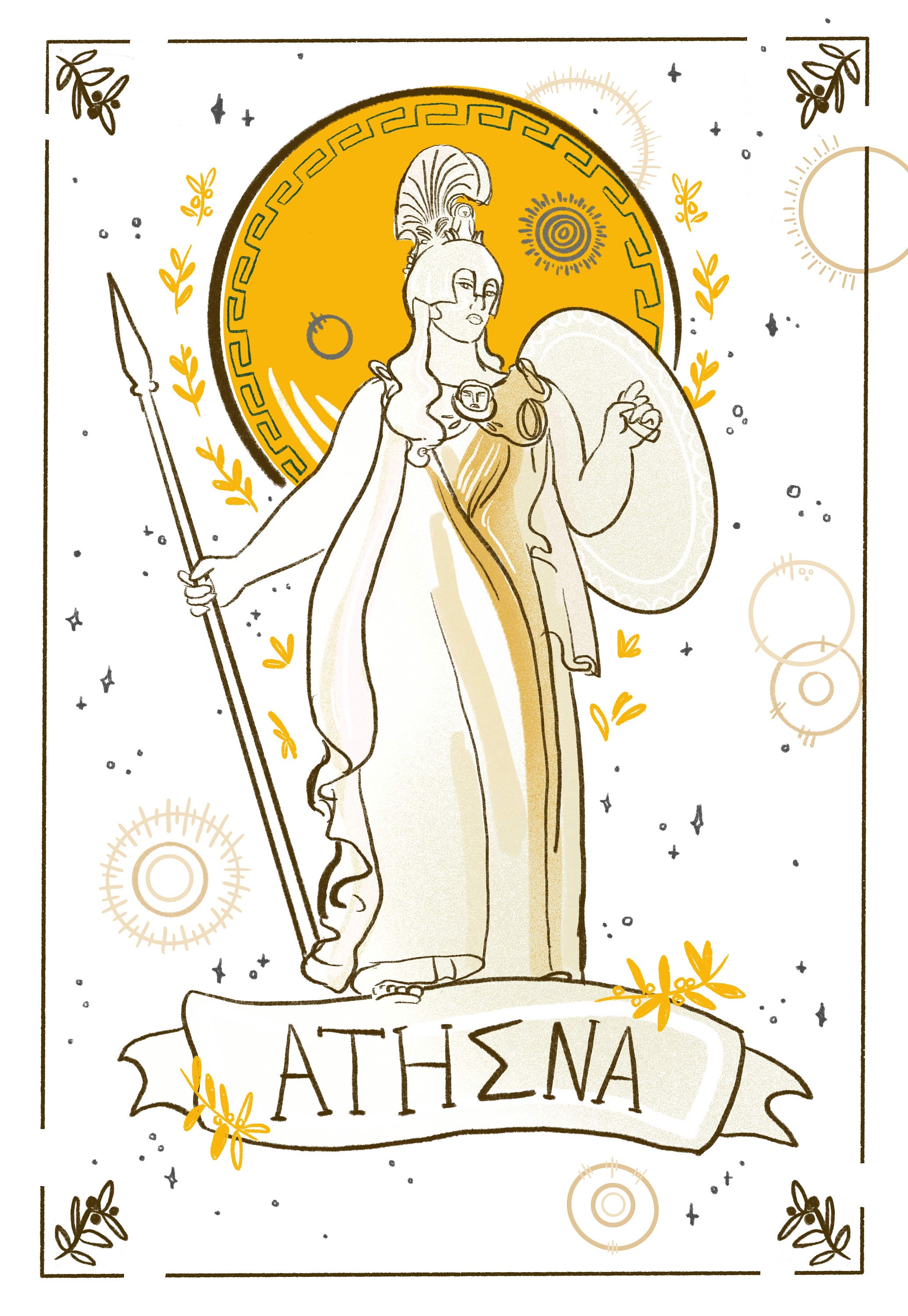 Athena Greek Goddess Mythology Art Print | Etsy