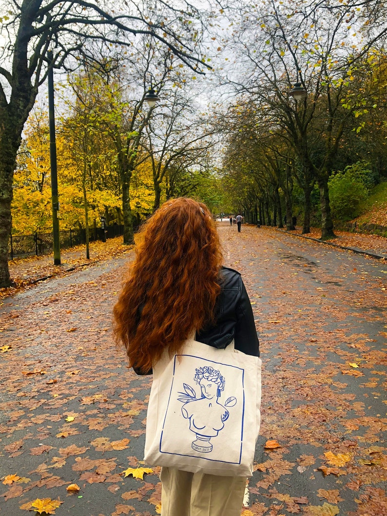 Double Sided Japanese Crane Birds and Greek mythology goddess high quality tote bag