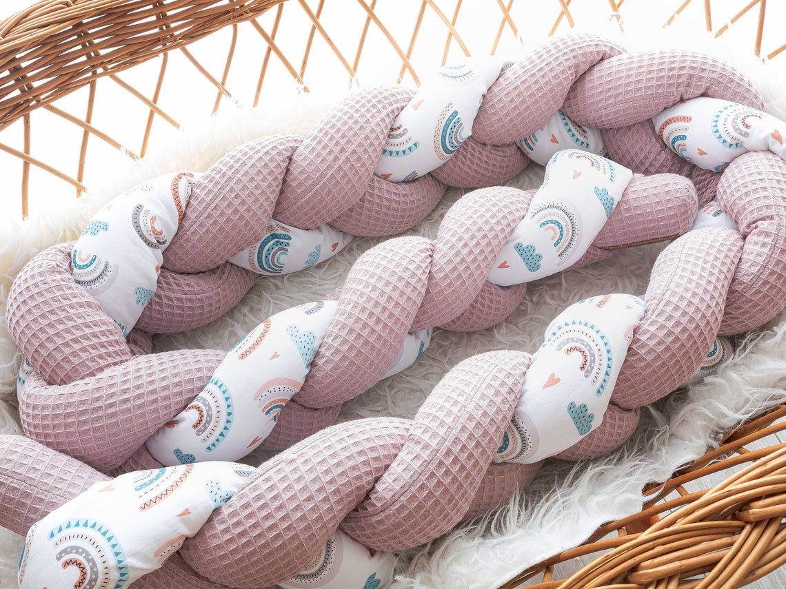 Bettschlange geflochten in Mint Regenbogen Weltall Etsy