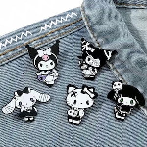 Gothic Punk Halloween Enamel Pin Brooch Lapel Pin Badge Kawaii Hello Kitty Kuromi Cinnamoroll My Melody Backpack Pin BFF