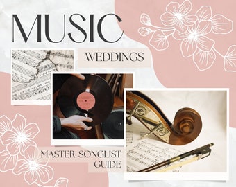 Wedding Music Guide, Music Planning, Wedding Music Snapshot, Master Song List, Printable, Wedding Day Music, Rehearsal, Post Wedding Brunch