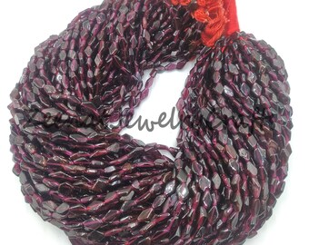 5 Strands Natural Garnet Carved Tube Shape Gemstone Beads 13.5 Inch Strand 3.50X6mm to 3.50X6.50mm
