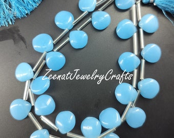 8" Strand Chalcedony Quartz Smooth Heart Shape Gemstone Beads Blue Quartz Plain Beads Loose Handmade Beads Jewelry Making Crafts