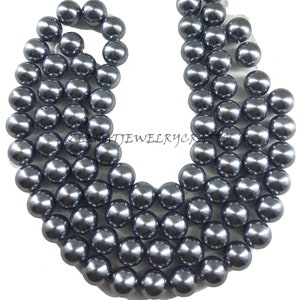 Grey Shell Pearl Beads: Smooth Round Jewelry Making (12mm)