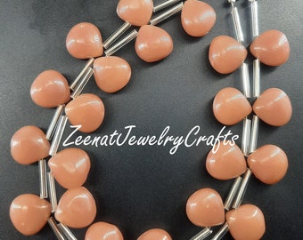 8" Strand Brown Quartz Smooth Heart Shape Gemstone Beads Brown Quartz Plain Beads Loose Handmade Beads Jewelry Making Crafts