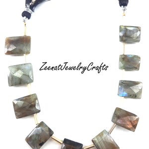 Beautiful Natural Labradorite Faceted Beads Rectangle Shape 10 Beads Strand Briolette Bead Side Drilled Beads Semi Precious Stone