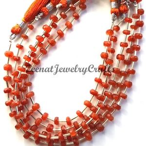 Orange Carnelian Gemstone Beads: 8&quot; Faceted Rondelle, Handmade Jewelry Making