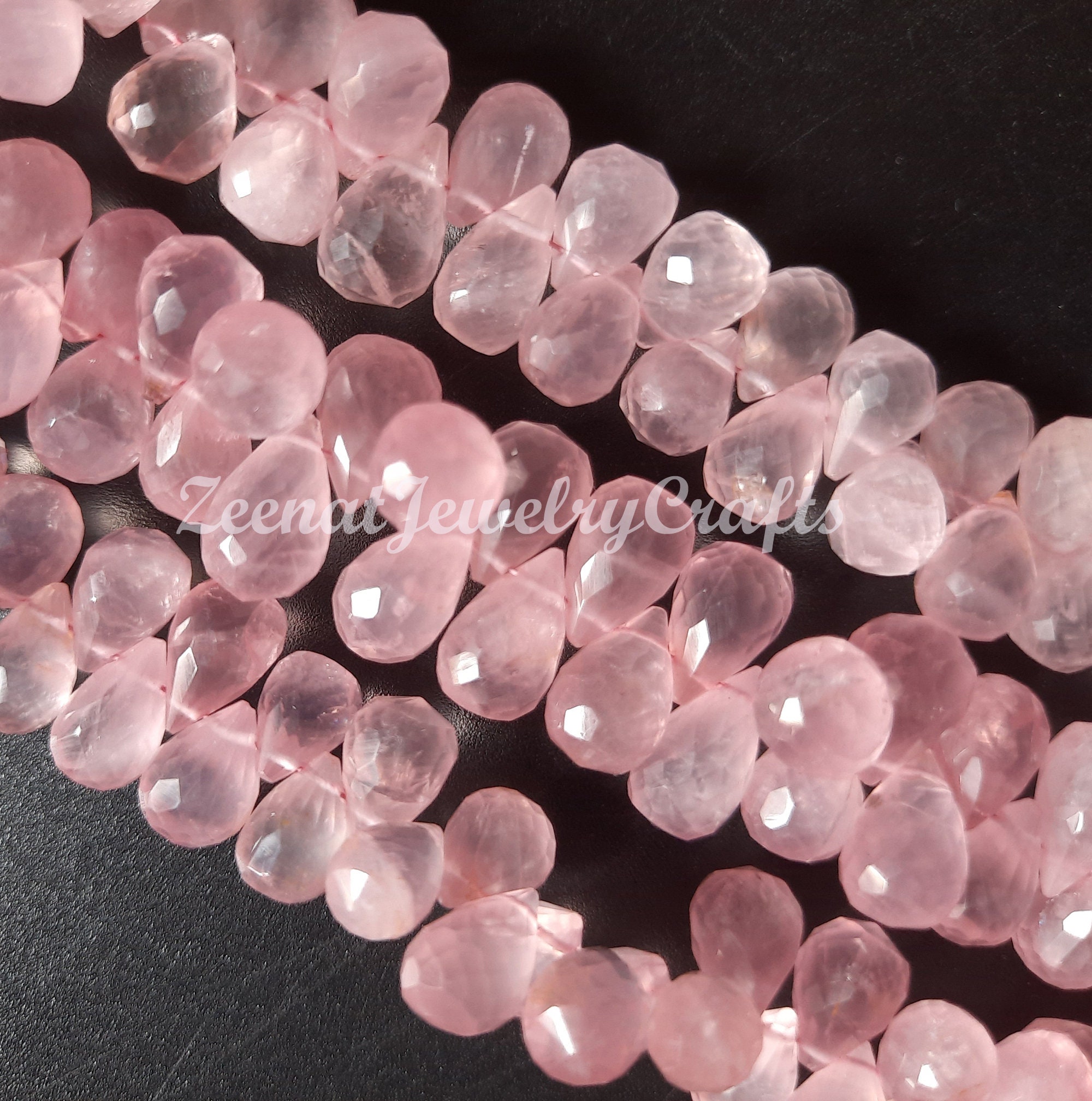 Buy 8 Inch Strand Natural Pink Rose Quartz Faceted Briolette Drops