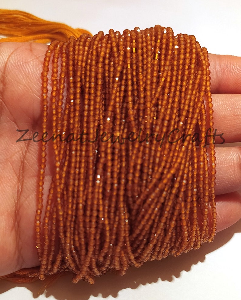AAA,13Strand Natural Brown Hessonite Micro Cut Rondelle Faceted Gemstone Beads,2 mm Beads,Machine Cut Hessonite Beads,Jewelry Making Crafts