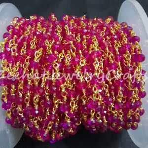 Pink Quartz Rosary Chain: Gold & Silver Plated Beaded Jewelry Making