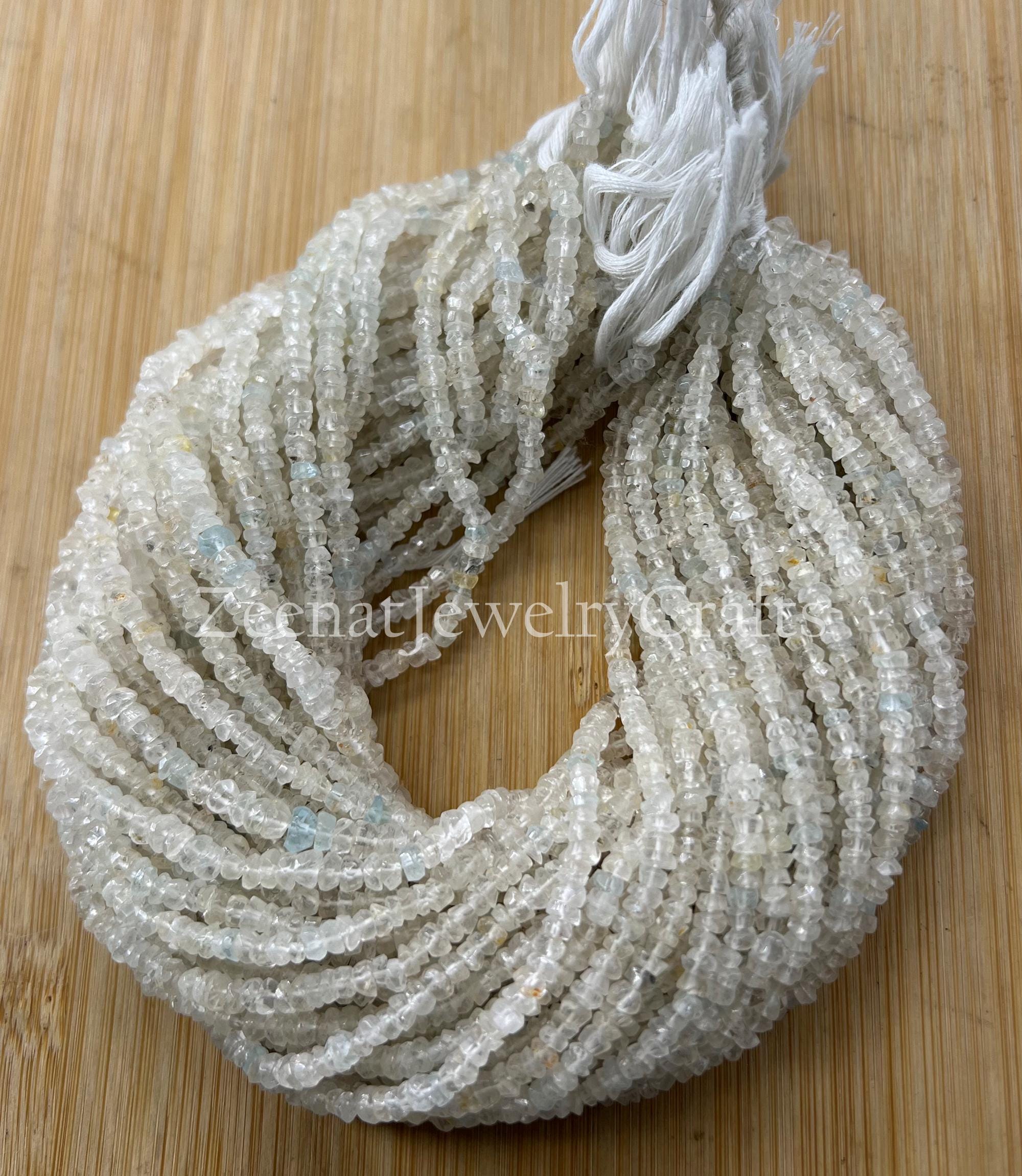 3.8/4mm Perles de Topaze naturelle bleu ciel Gemmes Aventures