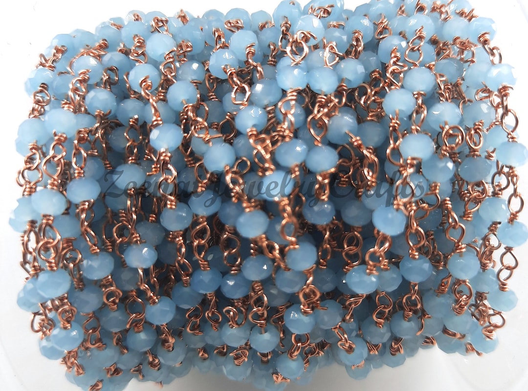 Rose Gold Plated Wire 1,5,10 Feet Chalcedony Hydro Beads Faceted