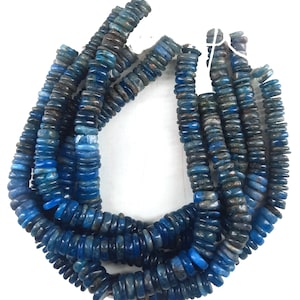 8&quot; Neon Apatite Heishi Beads: Smooth Blue Gemstone Tyre Beads
