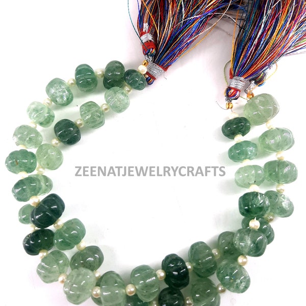 8" naturel vert fraise quartz lisse sculpté pastèque pierres précieuses perles en vrac à la main citrouille fabrication de bijoux artisanat