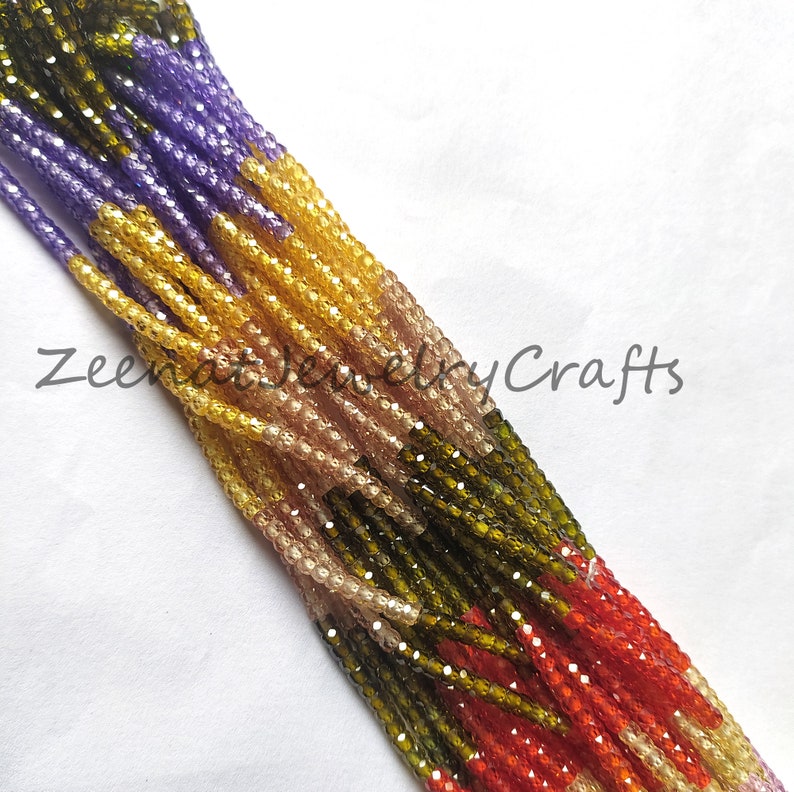 AAA Quality Amazing Multi Zircon Rondelle Faceted Gemstone Multi Beads 13 Natural Shaded Color Zircon Size 3 mm