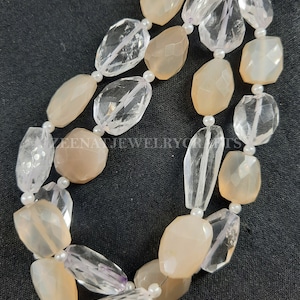 Faceted Crystal Quartz & White Moonstone Nugget Beads: Jewelry Making