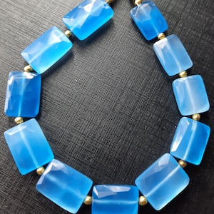 Blue Chalcedony Faceted Rectangle Beads: Handmade Jewelry Making