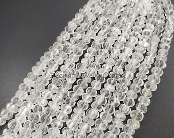 8&quot; Strand Natural Crystal Quartz Smooth Watermelon Carving Gemstone Beads Clear Quartz Pumpkin Beads Semi Precious Jewelry Making Crafts