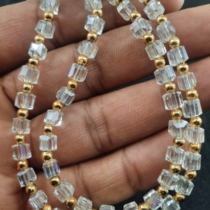 8 Inch Strand Crystal Quartz Hydro Faceted Cube Box Gemstone Beads Jewelry Making Crafts