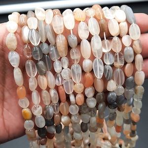 13&quot; Multi Moonstone Nugget Beads: Smooth Tumble Gemstone for Jewelry Making