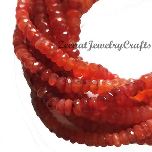 8 &quot;Strang Natürliche Orange Karneol Facettierte Rondelle Edelstein Perlen Facettierte Karneol Perlen Lose Handgemachte Perlen Schmuckherstellung Handwerk