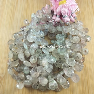 8&quot; Amazing Natural Black Rutile Gemstone Beads Faceted Side-Drilled Beads Handmade Pear Shaped Beads, Loose Gemstone Beads Rutilated Quartz
