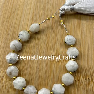 Rainbow Moonstone Star Beads: Faceted Gemstone Strand, 9-10mm