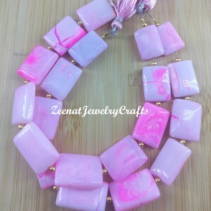 Beautiful Smooth Pink Opal Gemstone Beads, Natural Opal Beads, 8&quot; Strand, Pink Opal Plain Rectangle Loose Gemstone Beads For Christmas Sale