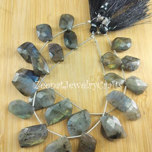 8&quot; Strand Natural Labradorite Gemstone Beads Blue Fire Beads Black Rainbow Briolette Faceted Beads Fancy S Shaped Beads Labradorite Jewelry