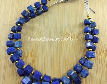 AAA ラピスラズリ宝石ビーズ：ファセット 3D キューブボックス、8