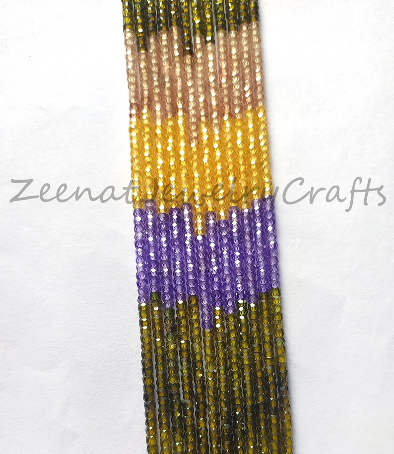 AAA Quality Amazing Multi Zircon Rondelle Faceted Gemstone Multi Beads 13 Natural Shaded Color Zircon Size 3 mm