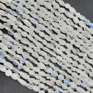 13&quot; Strand Natural Rainbow Moonstone Smooth Nugget Shape Gemstone Beads Plain Loose Tumble Rainbow Beads Jewelry Making Crafts