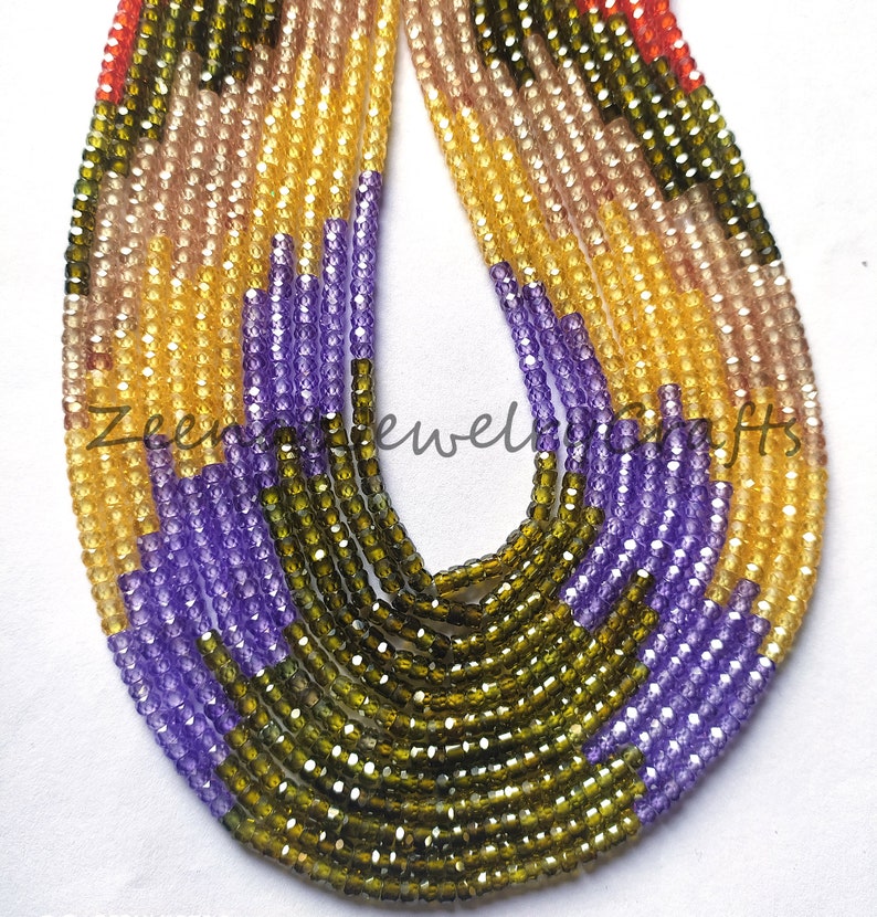 AAA Quality Amazing Multi Zircon Rondelle Faceted Gemstone Multi Beads 13 Natural Shaded Color Zircon Size 3 mm