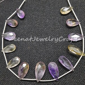 8 Inch Strand Natural Ametrine Faceted Teardrop Shape Gemstone Beads Faceted Ametrine Pear Loose Beads Jewelry Making Crafts