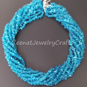 34&quot; Neon Apatite Chip Beads: Smooth Gemstone Nugget Strand