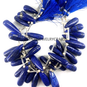 Long Drop Shape Natural Blue Lapis Copper Smooth Gemstone BEADS PLAIN Lapis Jewelry Making Crafts
