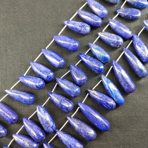 8&quot; Full Strand Natural Blue Lapis Lazuli Smooth Long Fancy Drop Shape Gemstone Beads Lapis Copper Jewelry Making Crafts