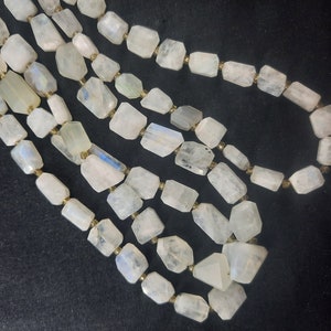 8&quot; Strand Natural Rainbow Moonstone Faceted Nugget Shape Gemstone Beads Rainbow Tumble Beads Moonstone Beads Jewelry Making Crafts